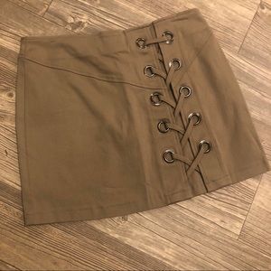 NWT SugarLips Khaki Lace up skirt